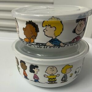 Peanuts Gang Snoopy Nesting Covered Bowls with Pressure Release Lids